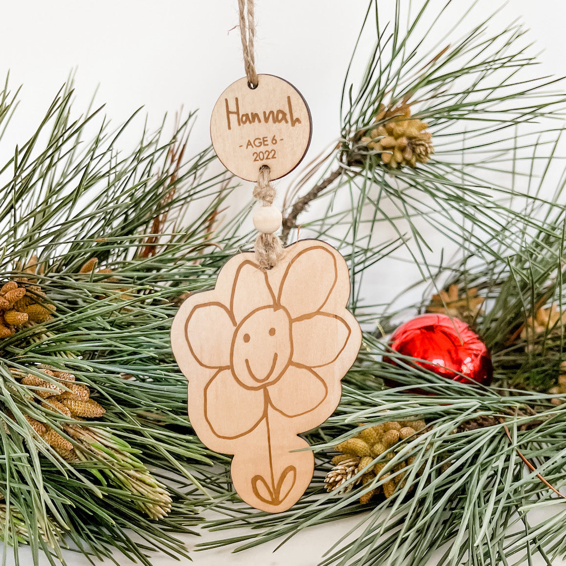 Child's artwork Christmas ornament